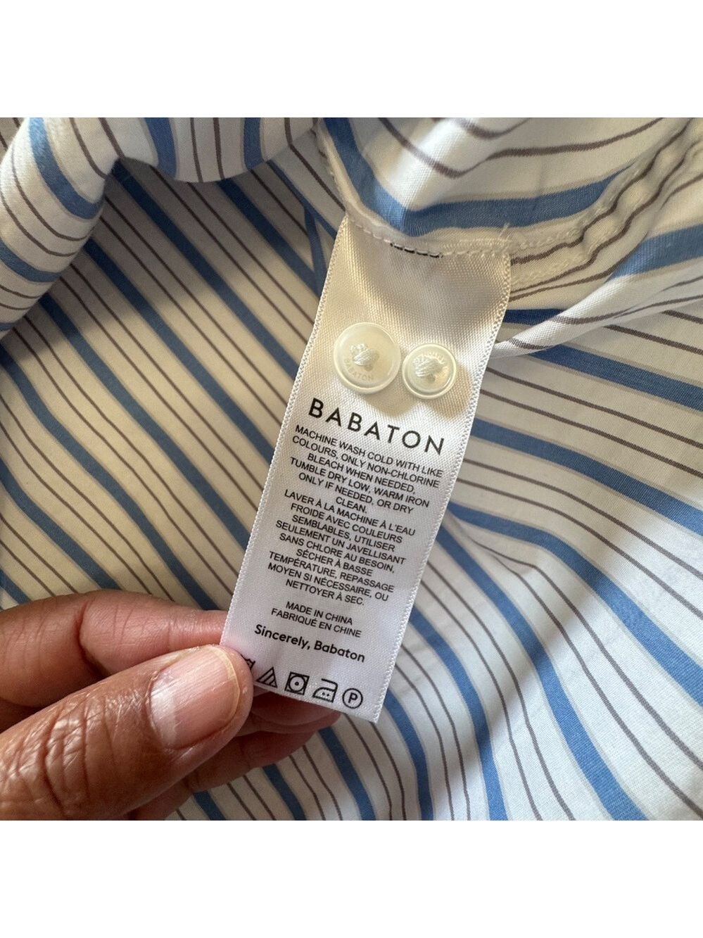 Babaton Oversized Blue and White Striped Button Down Shirt Small - Picture 6 of 10